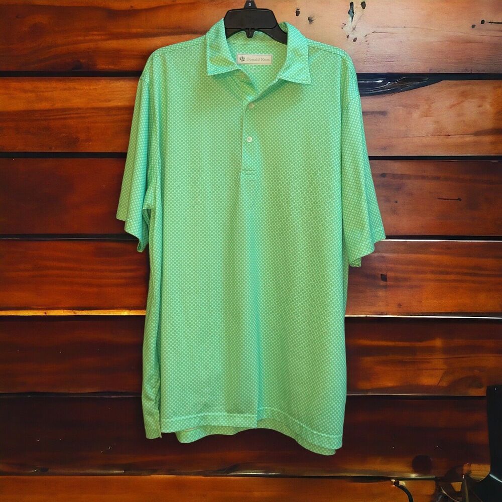 Donald Ross Men's XL Green Geometric Print Polo Golf Shirt